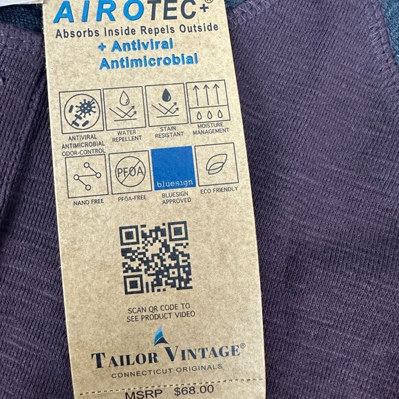 Tailor Vintage Mens Airotec+ Water Henley Shirt Heather Performance Size L - Picture 5 of 7